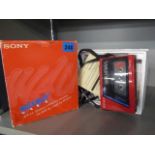 A retro Sony Walkman WM-22 stereo cassette player, boxed