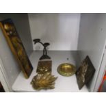 A small selection of brassware to include candlesticks