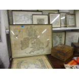 A quantity of vintage maps, framed, to include a 17th century Peter Van Den Keere map of