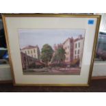 Julian - a continental town market scene, oil painting singed, 12" x 15 5/8" in a glazed frame