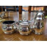 Three early 20th century silver matching condiments