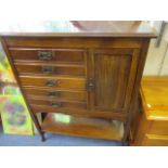 A late Victorian mahogany music cabinet, 39" x 30" x 13"