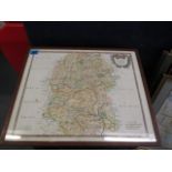 A map of Wiltshire by Robert Morden, framed and glazed
