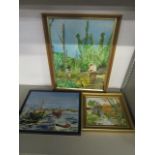 Valerie Barnaby - Clapham Beck - oil on board river landscape, 7" x 8", signed in a gilt frame,