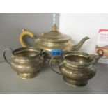 An early 20th century silver three piece teaset