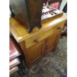 A mahogany twin cupboard cabinet with single drawer, 33" x 31" x 17", along with A late 20th century