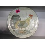 A Colin Kellam studio pottery cockerel plate, 9 3/4"