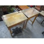 Two mid 20th century beech school desks, 31"h x 24"w