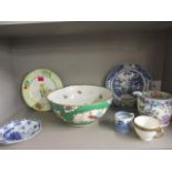 19th Century and later mixed ceramics to include a Worcester inspired late 19th century bowl