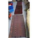 A Kelim rug with lines of motifs, 52" x 31" and an Afghanistan opened saddle bag