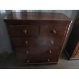 A Victorian mahogany chest of two short and three long drawers, 42 3/4"h x 38"w