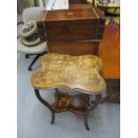 A Victorian mahogany and brass writing slope and an early 20th century floral decorated, two tier