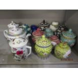 Contemporary Chinese mixed ceramics to include a teapot, ginger jars and covered cups