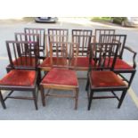 A matched set of 18th and 19th century mahogany splat back dining chairs