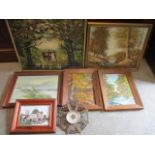 Alex Strathearn - two oils depicting woodland scenes, together with a selection of oil on canvas,