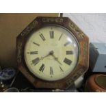 A 19th century rosewood cased and brass inlaid wall clock A/F