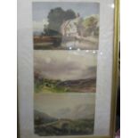 A Paul - a group of three Victorian watercolours mounted and glazed in a gilt frame, one entitled