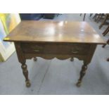 A Georgian oak single drawer, inset occasional table, 22" h x 28 3/4" w