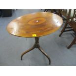 A Georgian and later mahogany inlaid, tilt topped occasional table, 27" h, 26 1/4"w