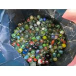 A collection of glass marbles