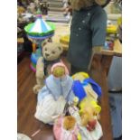 A modern musical table top roundabout, a Harrods soft toy and others