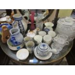 Miscellaneous items to include marbles, a novelty instrument, glassware and a china model of an