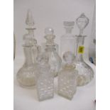 Eight cut glass decanters of various styles, A/F