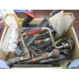 A small quantity of vintage tools to include a wooden handled Simmonds Aerocessories Ltd file