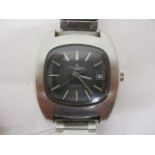 A Baume & Mercier gents automatic, stainless steel cased wristwatch, circa 1970, having a black dial