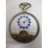 An early 20th century Hebdomas 8 day, open faced pocket watch having white enamel dial, Arabic