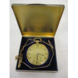 An early 20th century 18ct gold cased pocket watch, having a champagne dial, subsidiary seconds dial