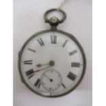 A Victorian silver cased, open faced pocket watch having a white enamelled dial, with Roman numerals