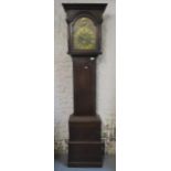 A George III oak, eight day longcase clock by W M Hayter, Chatham, having a brass dial with