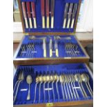 A Lloyd, Payne & Amiel of Manchester part canteen of silver plated cutlery in an oak case