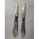 A late Victorian and an Edwardian silver butter knife, both with mother of pearl handles, one