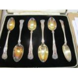 A set of six Kings pattern silver teaspoons, in case