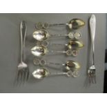 A White Star Line Elkington & Co silver plated serving fork and another silver fork, Rd No 579792