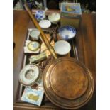 A selection of oriental and English china together with a boxed Conway Stewart pen, a warming pan, a