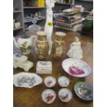 A Royal Doulton 'Images' figurine, a pair of Satsuma vases and other china and glassware