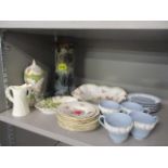 Mixed ceramics to include a Doulton vase, Wedgwood cups and saucers and other items