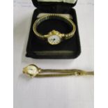 A Cortina 9ct gold cased ladies' wristwatch on a 9ct gold bracelet, and a Sekonda quartz ladies'