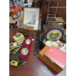 A mixed lot to include mantle clocks, music boxes, a Chinese cloisonne box, Japanese Shibayama, a