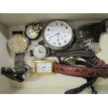 A mixed lot of ladies and gents wristwatches, together with a J W Benson silver pocket watch