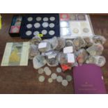 A selection of commemorative and British coinage, pre decimal coinage and others to include a 2010
