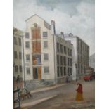 Ivor Lynch - Old Cheapside, Bradford, oil painting on board, signed and titled, 17 1/2" x 13 1/2",