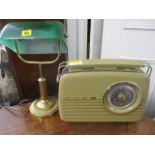 A late 20th century desk lamp, together with a vintage Bush radio