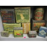 Vintage household tins to include Granola Digestive biscuits and Nutall's Mintoes