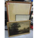 Mixed pictures to include an oil on canvas depicting a landscape scene, map of Carlton Coalfield and