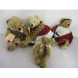 Four German Hermann Teddy bears to include Julius Caesar, Lucy Boy no 098, Pope Benedict and