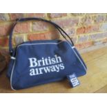 A retro British Airways cabin bag, together with a pack of British Airways playing cards